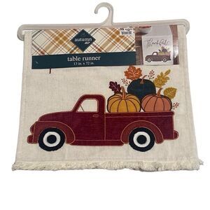 Autumn Air Fall Harvest Thankful Truck Pumpkins Table Runner NWT 13 x 72 inches